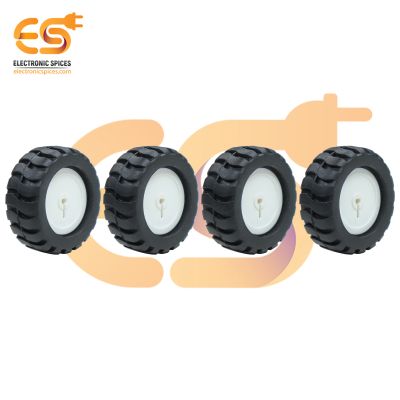 44mm x 18mm Hard Plastic Build Rubber Cover Wheel for N20 DC Micro Gear Motor Pack of 4